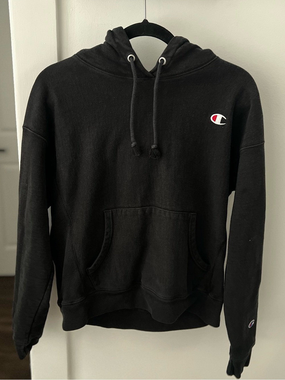 Champion Black Pullover Hoodie with Small Logo